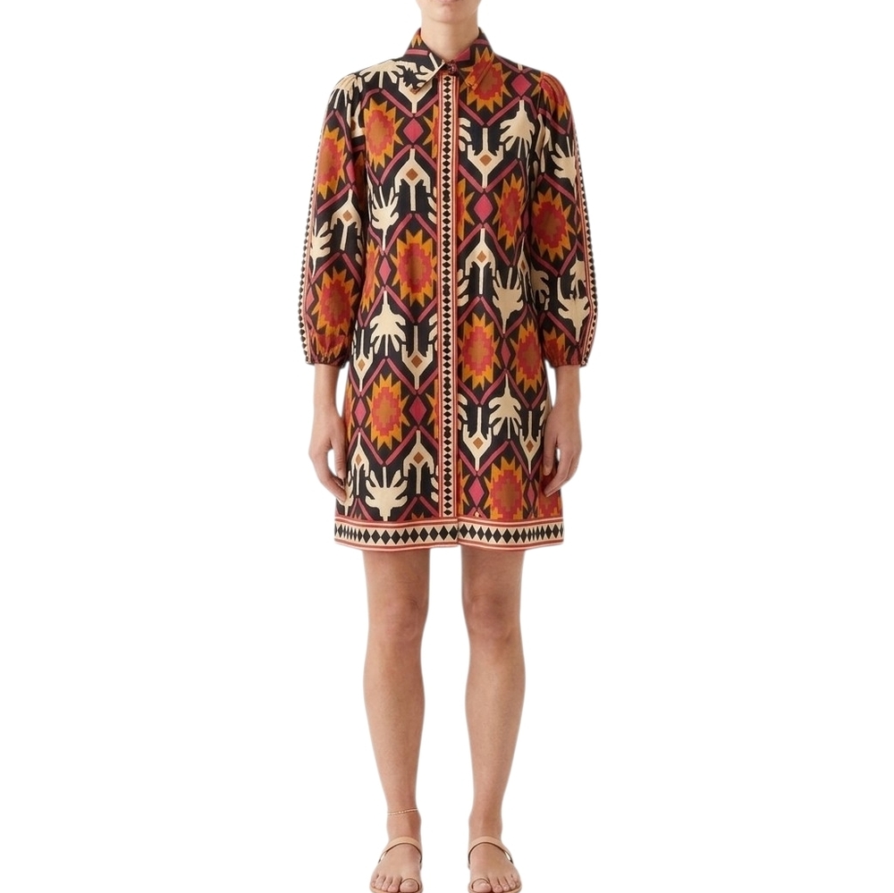 Maude Vivante Ava Dress Size S Aztec Southwestern Boho Print Button Down‎ Shift